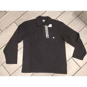 Babylon LA Mens Long Sleeve Ribbed Polo Shirt Black Large NWT M5BP37K4540